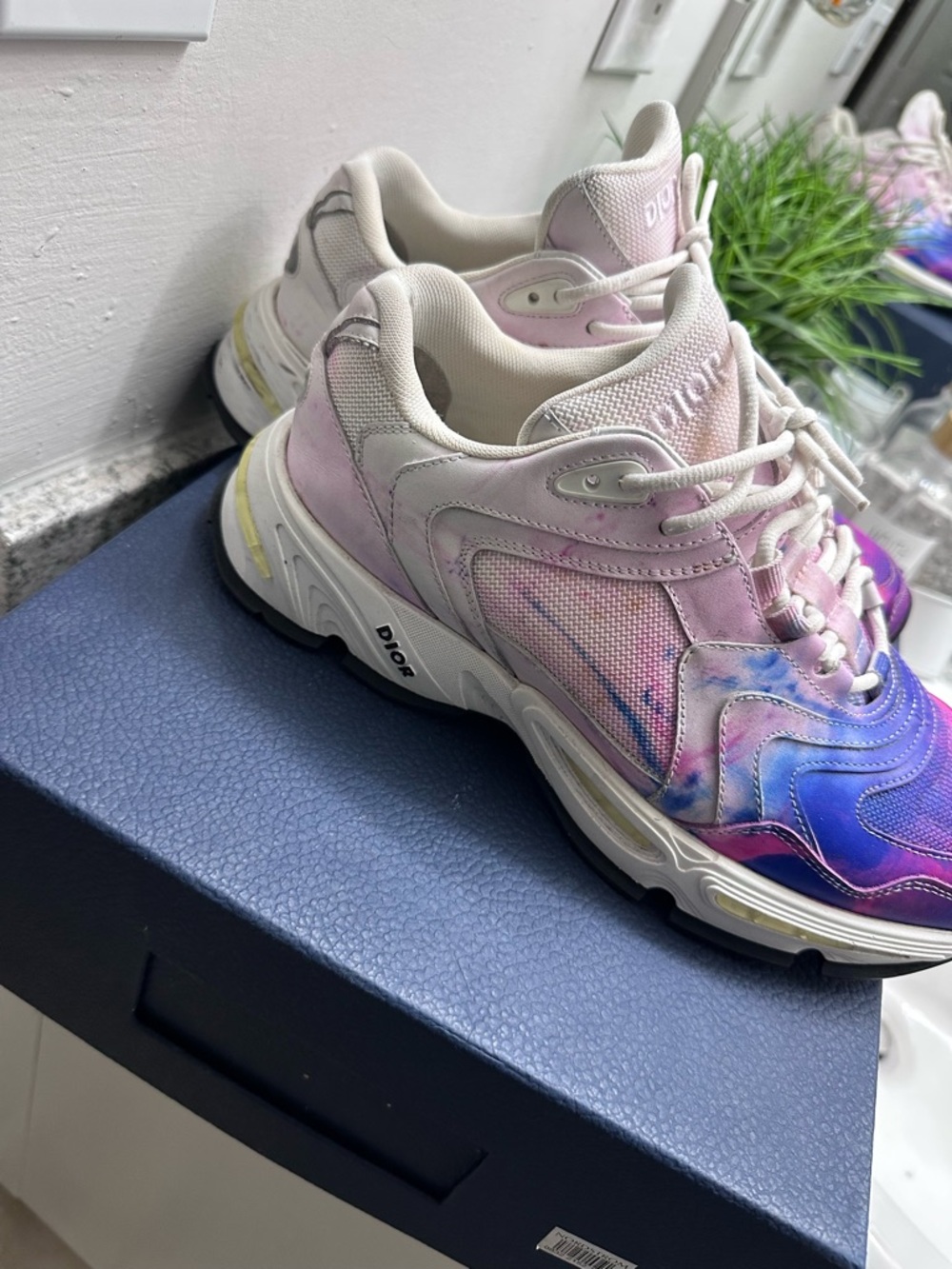 Men  Pink Christian Dior Gradient Athletic Sneakers - Picture 4 of 4
